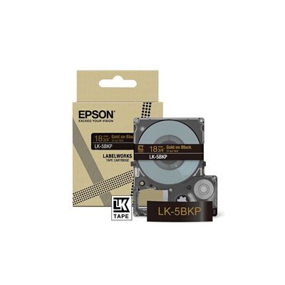 image Epson LabelWorks LK-5KBM Ruban adhésif pour LW-C410 et LW-C623 Doré métallisé Noir 18 mm