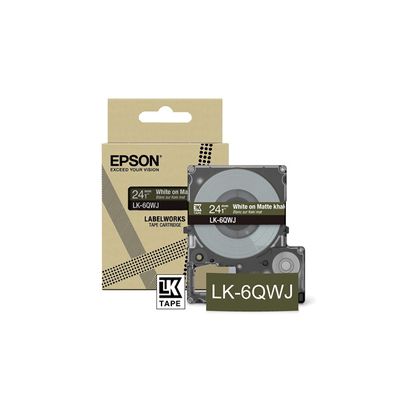 Epson Labelworks LK-6QWJ Cartouche d'étiquetage compatible avec Epson LabelWorks LW-C610 Mat Khaki/Blanc 24 mm