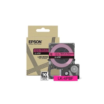 Epson Labelworks LK-4PBF Cartouche d'étiquetage compatible avec Epson LabelWorks LW-C610 et LW-C410 Rose fluorescent/noir 12 mm