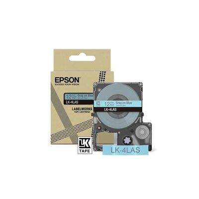 Epson Labelworks LK-4LAS Cartouche d'étiquetage compatible avec Epson LabelWorks LW-C610 et LW-C410 Bleu/gris 12 mm