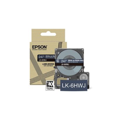 Epson Labelworks LK-6HWJ Cartouche d'étiquetage compatible avec Epson LabelWorks LW-C610 Mat marine/blanc 24 mm