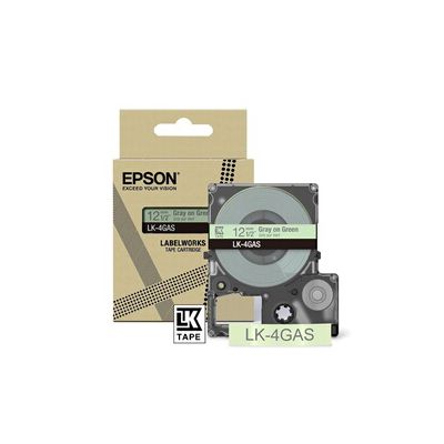 Epson Labelworks LK-4GAS Cartouche d'étiquetage compatible avec Epson LabelWorks LW-C610 et LW-C410 Vert/gris 12 mm