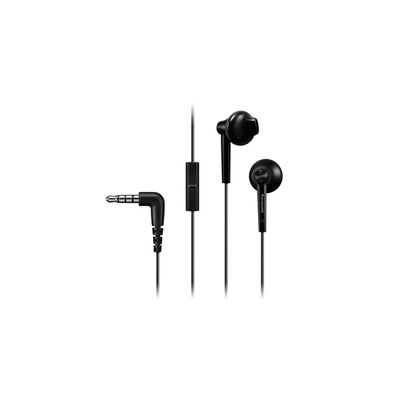 Panasonic RP-TCM55E-K Écouteurs Intra-Auriculaires avec câble et Microphone, Son stéréo pour téléphone Portable, MP3/MP4, télécommande, réglage Confortable, Noir