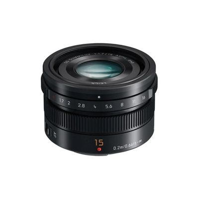 image Panasonic LEICA 15mm F1.7 | Objectif à focale fixe H-X015E9-K (Grand angle 15mm, Grande ouverture F1.7, Ultra compact, equiv. 35mm : 30mm) Noir – Compatible monture Micro 4/3 Panasonic & Olympus