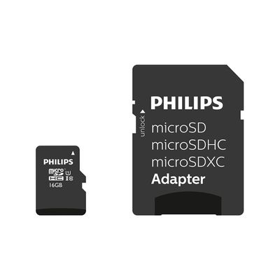 image Philips Ultra Speed Carte microSDHC Card 16 Go + Adaptateur SD UHS-I U1, Vitesse de Lecture jusqu'à 80 Mo/s, A1 Fast App Performance, V10, Carte mémoire pour Smartphones, Tablette, PC, vidéo Full HD
