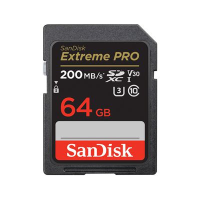 image SanDisk 64 Go Extreme PRO carte SDXC + RescuePRO Deluxe, jusqu'à 200 Mo/s, UHS-I, Classe 10, U3, V30