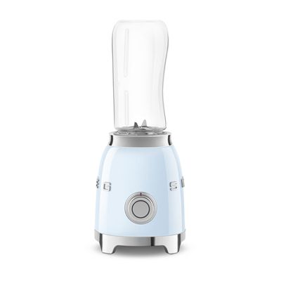 image Smeg, Mini-blender Compact PBF01PBEU, 2 Niveaux de Vitesse, Blocage Moteur de Sécurité, 2 bouteilles de 600 ml Fournies, Base Antidérapante, Range cordon Intégré, 300W, Bleu Azur