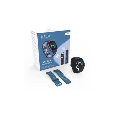 image Fitbit Versa 4 Bundle (avec Bracelet de Sport) Fitness Smartwatch avec GPS intégré et autonomie de la Batterie jusqu'à 6 Jours – Compatible avec Android et iOS.