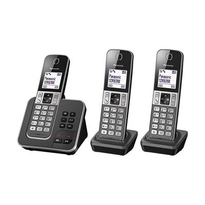 image Panasonic KX-TGD323FRG Téléphone DECT Identification de l'appelant Noir téléphone - Téléphones (Téléphone DECT, Combiné sans fil, Haut-parleur, 120 entrées, Identification de l'appelant, Noir)