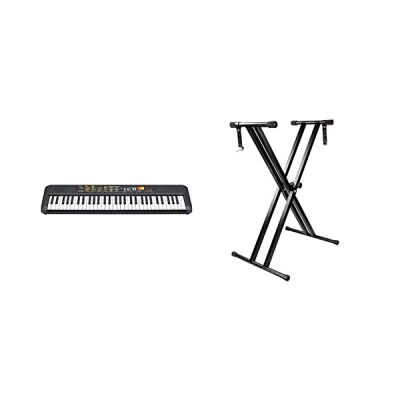 image YAMAHA PSR-F52 - Clavier Arrangeur Compact 61 Notes, 144 Sonorités, 158 Styles, Finition Noir, BoomToneDJ KS 1 Stand Clavier, Métal, Noir