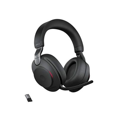 image Jabra Evolve2 85 Casque PC Sans Fil avec Station de Charge - Casque Audio Certifié UC Anti-Bruit avec Batterie Longue Durée - Adaptateur Bluetooth USB-A - Noir