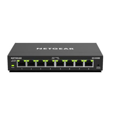 image NETGEAR (GS308E) Switch Ethernet 8 Ports RJ45 Métal Gigabit (10/100/1000), Smart Manageable, Bureau ou Rackable, Métal, Silencieux , pour une Connectivité Simple et Abordable