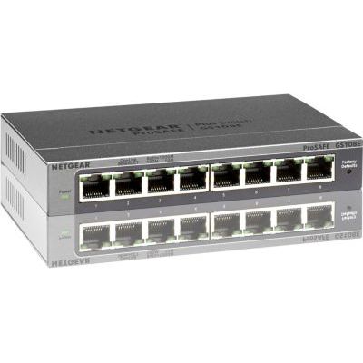 image NETGEAR (GS108E) Switch Ethernet 8 Ports RJ45 Métal Gigabit (10/100/1000), Smart Manageable, Bureau ou Rackable, Métal, Silencieux , Protection ProSAFE, Garantie à Vie Parfait pour les PME et TPE