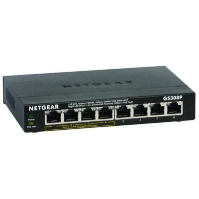 image NETGEAR (GS308P) Switch Ethernet PoE 8 Ports RJ45 Métal Gigabit (10/100/1000) avec 4 Ports POE à 55W, pour une Connectivité Simple et Abordable pour les Petites Entreprises et les Bureaux à Domicile
