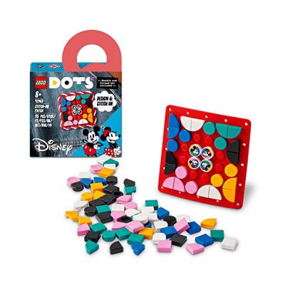 image LEGO 41963 Dots Plaque à Coudre Mickey Mouse et Minnie Mouse, Kit de Création de Bijoux Personnalisés, Fabrique à Badge, Décoration Vêtements, Sacs à Dos