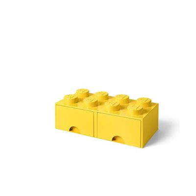 image LEGO 40061732 Brique de Rangement Empilable 8 avec Tiroir Plastique Jaune 50 x 25 x 18 cm