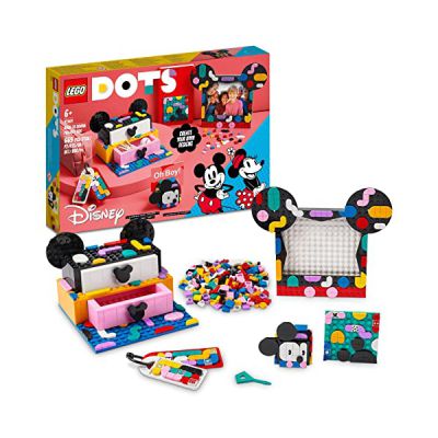 image LEGO 41964 Dots Boîte Créative La Rentrée Mickey Mouse et Minnie Mouse, 6 en 1, Rangement, Cadre Photo, Porte-clés, Bloc-Notes, Fournitures Scolaires