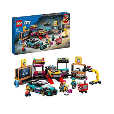LEGO 60389 City Le Garage De Customisation, Jouet avec 2 Voitures, Atelier Automobile Et 4 Minifigurines, Idée Cadeau Enfants, Anniversaire Garçons Et Filles 6 Ans