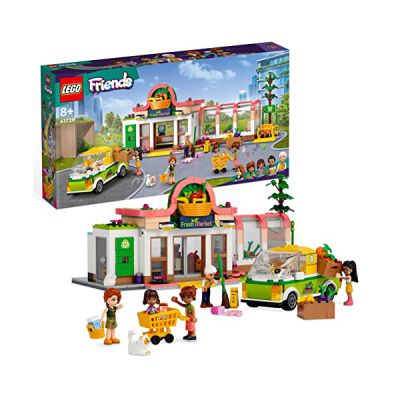LEGO Friends 41729 L’Épicerie Biologique, Jouet Supermarché pour Filles et Garçons Dès 8 Ans, Jeu avec Camion & 4 Mini-Poupées pour Noël, Personnages Série 2023, Cadeau