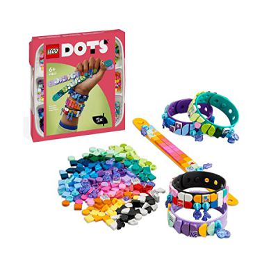 image LEGO 41807 Dots La Méga-Boîte Création de Bracelets, 5-en-1, Kit de Création de Bijoux d'Amitié pour Filles et Garçons, Accessoires Mosaïque, Idée Cadeau