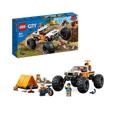 LEGO 60387 City Les Aventures du 4x4 Tout-Terrain, Set de Camping, Jouet Monster Truck avec Suspension et VTT, Jeu de Voiture pour Enfants Dès 6 Ans image LEGO 60387 City Les Aventures du 4x4 Tout-Terrain, Set de Camping, Jouet Monster Truck avec Suspension et VTT, Jeu de Voiture pour Enfants Dès 6 Ans