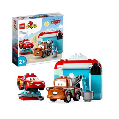 image LEGO Duplo Disney et Pixar La Station de Lavage avec Flash McQueen et Martin - Jouet Eveil 2 Ans de Maquettes à Construire de 2 Voitures pour Garçons et Filles - Idée Cadeau Anniversaire 10996