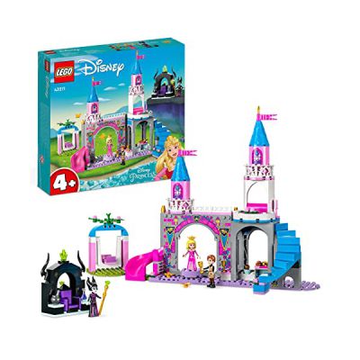 LEGO 43211 Disney Princesse Le Château d’Aurore, Jouet pour Filles et Garçons 4 Ans, Figurines Belle au Bois Dormant, Prince Philippe et Mini-Poupée Maléfique