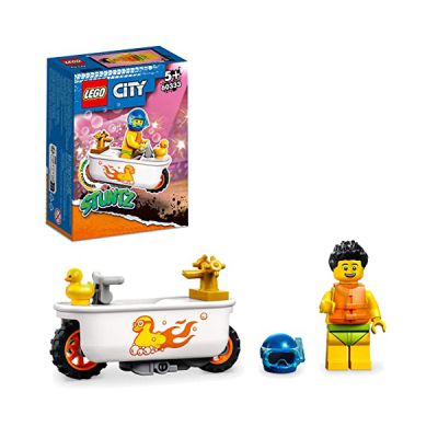 image LEGO 60333 City Stuntz La Moto de Cascade Baignoire, Jouet avec Minifigurines de Cascadeurs, Idée Cadeau pour Garçons et Filles de 5 Ans et Plus
