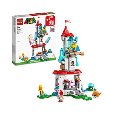 image LEGO 71407 Super Mario Ensemble d’Extension La Tour Gelée et Le Costume de Peach Chat, Jeu de Construction, Toad Figurine, Jouet Château Fort, Cadeau Enfants 8 Ans