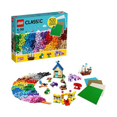 image LEGO 11717 Classic Briques et Plaques à Gogo, Jeu de Construction pour Filles et Garçons +4 ans avec Roues, Fenêtres, Portes