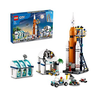 image LEGO 60351 City La Base De Lancement De La Fusée, Module Spatial, Jouet Inspiré de la NASA avec Planet Rover, Jouet Spatial, Observatoire et 7 Minifigures Astronautes