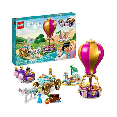 image LEGO 43216 Disney Princesse Le Voyage Enchanté des Princesses, Jouet avec Mini-Poupées Cendrillon, Jasmine, Raiponce avec Cheval, Tapis Volant, Cadeau pour Filles et Garçons Dès 6 Ans