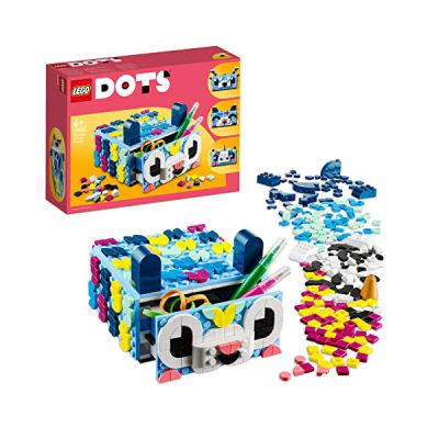 LEGO 41805 Dots Le Tiroir Animal Créatif, Kit de Mosaïque avec Briques, Boîte de Rangement pour Bijoux, Vide-Poches, Loisir Créatif, Cadeau Enfants