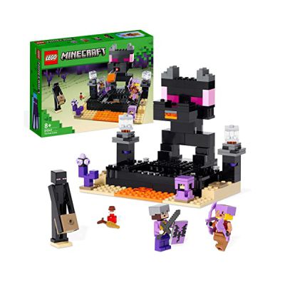 image LEGO 21242 Minecraft L’Arène de l’End, Jouet de Combat avec Lave, Figurine Dragon de l'Ender et Enderman, Joueur Contre Joueur, Cadeau Enfants Dès 8 Ans