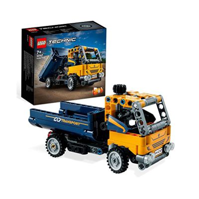 image LEGO 42147 Technic Le Camion à Benne Basculante, 2-en-1, Maquette Engin de Chantier à Jouet de Pelleteuse, Ingénierie pour Enfants 7 Ans, Idée Cadeau