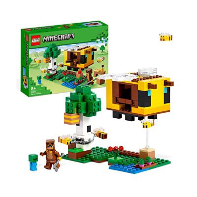 image LEGO 21241 Minecraft La Cabane Abeille, Jouet de Construction, Ferme avec Maison à Construire, Zombie et Figurines d'animaux, Cadeau Anniversaire Enfants