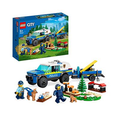 image LEGO 60369 City Police Le Dressage des Chiens Policiers, Jouet de Voiture, SUV avec Remorque, Course d'obstacles, Set avec Figurines Animaux, Enfants Dès 5 Ans