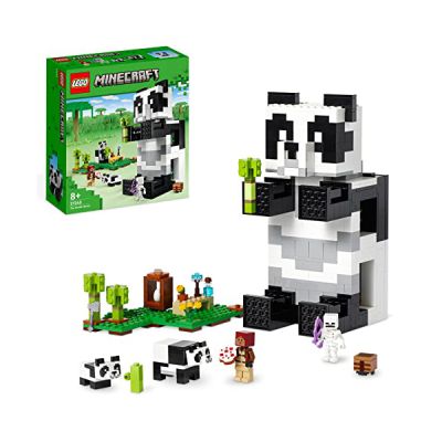 image LEGO 21245 Minecraft Le Refuge Panda, Jouet De Maison Amovible, avec Figurines Animaux Et Squelette, pour Enfants, Filles Et Garçons 8 Ans, Idée Cadeau