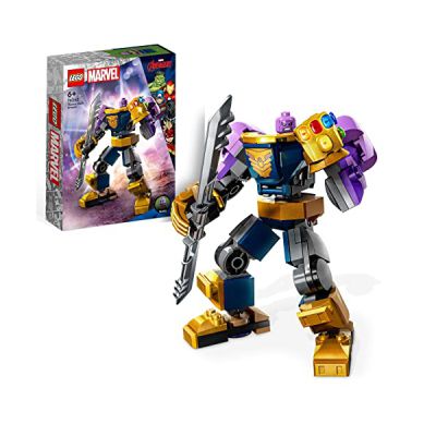 image LEGO 76242 Marvel L’Armure Robot de Thanos, Figurine Avengers, Jouet de Construction, avec Gant de l'Infini, Cadeau Super-Héros, Enfants 6 Ans
