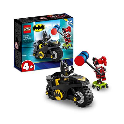 image LEGO 76220 DC Batman Batman vs. Harley Quinn, Figurines et Jouet de Moto, avec Accessoire Batarang, Jouet Enfants, Garçons et Filles 4 Ans et Plus