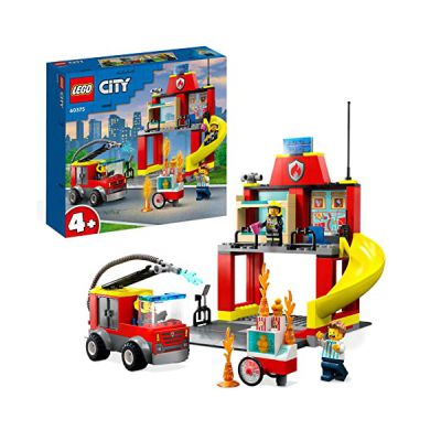 LEGO 60375 City La Caserne et Le Camion des Pompiers, Jouet avec Véhicule d’Urgence, Jouet Éducatif, pour Enfants Dès 4 Ans, Cadeau pour Garçons et Filles