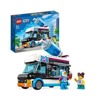 LEGO 60384 City Le Camion à Granités du Pingouin, Jouet Camion pour Enfants de 5 Ans, Jeu de Véhicule d'Été avec Figurines, Idée Cadeau Garçons et Filles