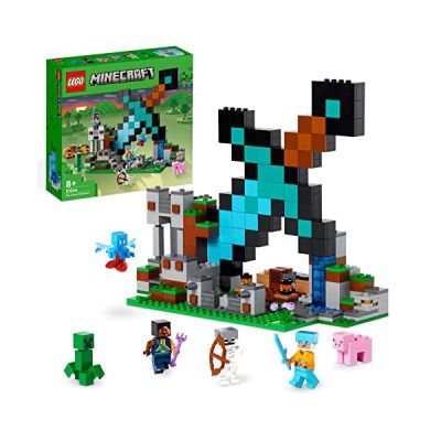 image LEGO Minecraft L’Avant-Poste de l’Épée - Jouet de Construction avec Figurines Creeper, Guerrier Gardien et Squelette - Idée Cadeau d'anniversaire Enfants 8 Ans 21244
