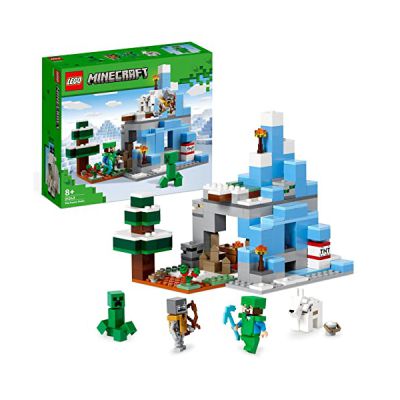 LEGO 21243 Minecraft Les Pics Gelés, Jouet Garçons et Filles 8 Ans, Cavernes des Montagnes, avec Figurines Steve, Creeper et Chèvre, et TNT, Biome Glacé