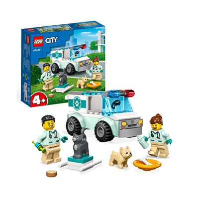 image LEGO 60382 City L'Intervention du Véhicule Vétérinaire, Jouet Ambulance pour Animaux, avec 2 Minifigurines et Figurines Chat et Chien, Enfants 4 Ans