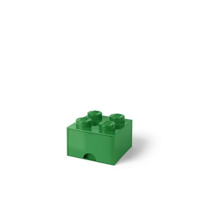 image LEGO-40051734 Brique de Rangement Empilable 4 avec Tiroir, Solid, 40051734, Vert, 25 x 25 x 18 cm