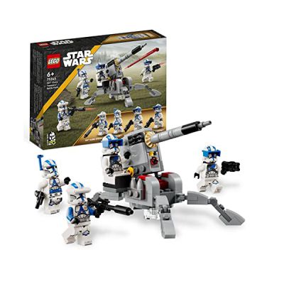 image LEGO Star Wars 75345 Pack de Combat des Clone Troopers de la 501ème Légion - Jeu de Construction Collector - Canon AV-7 & 4 Minifigurines - Cadeau pour Garçon dès 6 Ans & Fans de la Guerre des Clones