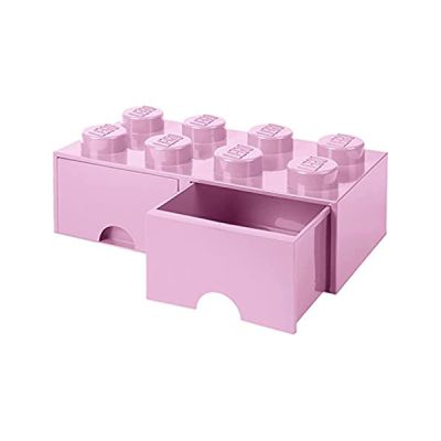 image Lego 40061738 brique 8 boutons, 2 tiroirs, boîte de rangement empilable, 9.4 l, Rosa, Plastique, 8 plots