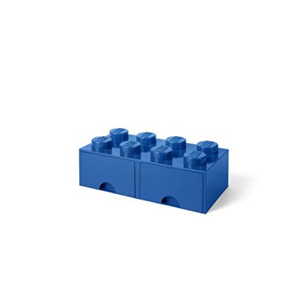 image LEGO 40061731 Brique de Rangement Empilable 8 avec Tiroir Plastique Bleu 50 x 25 x 18 cm