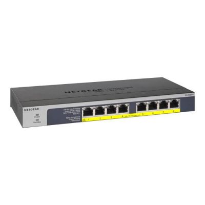 image NETGEAR (GS108LP) Switch Ethernet PoE 8 Ports RJ45 Gigabit (10/100/1000) , avec 8 Ports PoE 60W Upgradables, Position Bureau ou Rackable